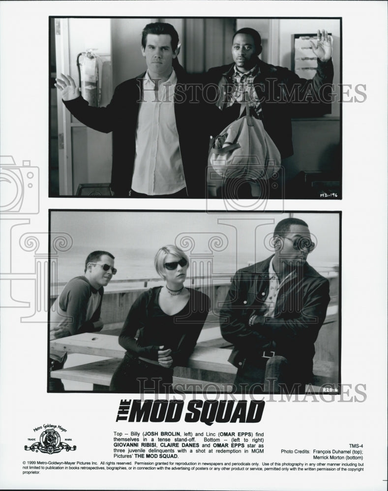 1999 Press Photo Josh Brolin, Omar Epps, Giovanni Ribisi in &quot;The Mob Squad&quot; - Historic Images