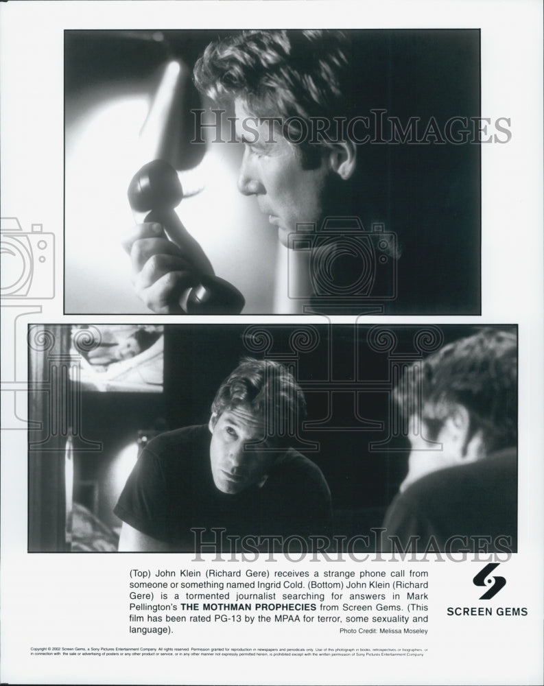 2002 Press Photo Richard Gere in &quot;The Mothman Prophecies&quot; - Historic Images