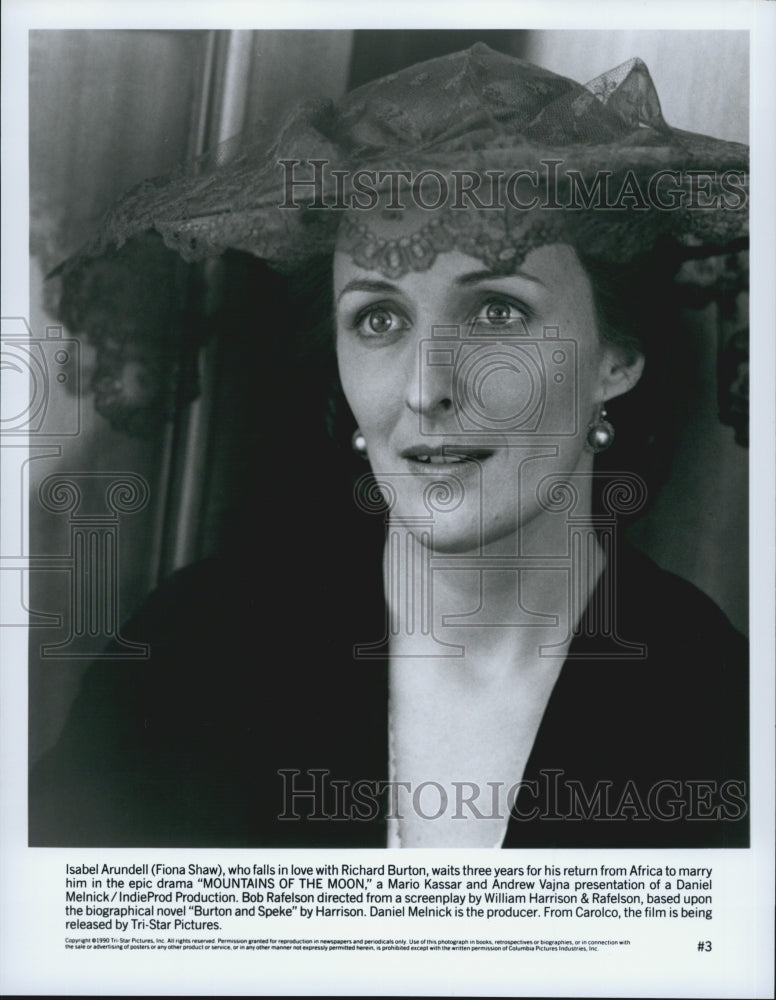 1990 Press Photo Actress Fiona Shaw Starring In Film &quot;Mountains Of The Moon&quot; - Historic Images