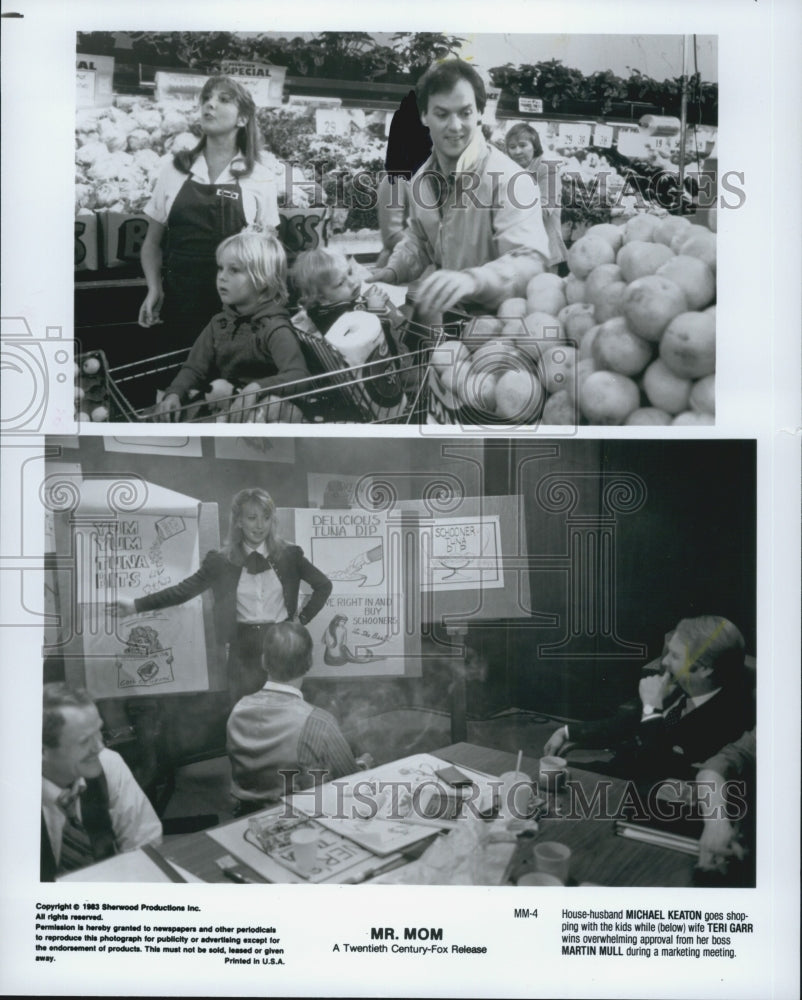 1983 Press Photo Actors Michael Keaton And Teri Garr In Comedy Film "Mr. Mom" - Historic Images