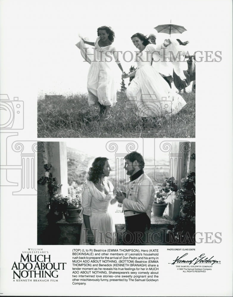 1993 Press Photo Emma Thompson, Kenneth Branagh in "Much Ado About Nothing" Film - Historic Images