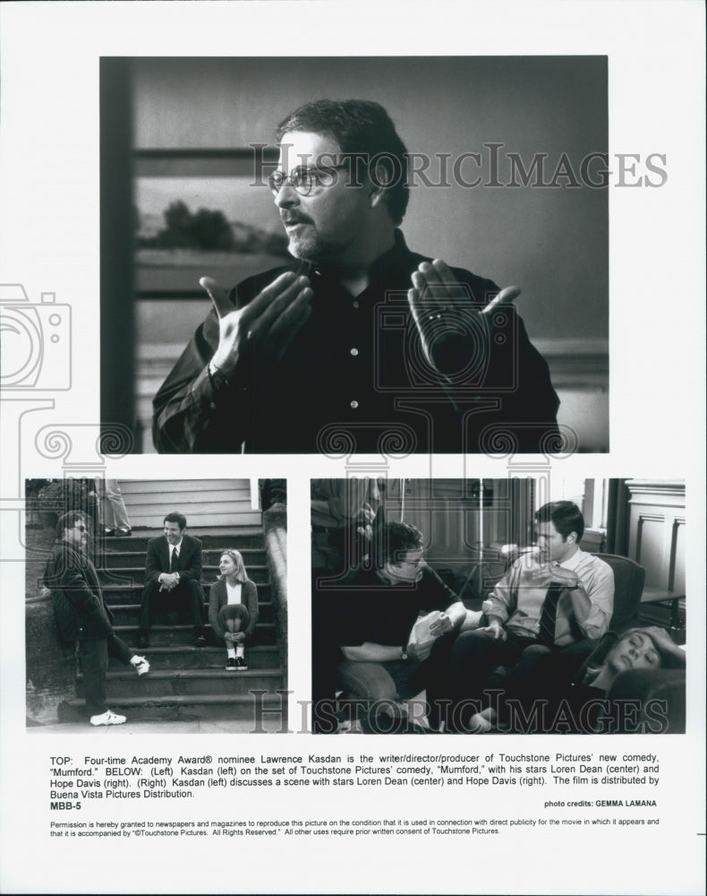 1999 Press Photo &quot;Mumford&quot; Lawrence Kasdan directs Loren dean,Hope Davis - Historic Images