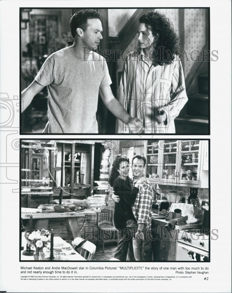 1996 Press Photo Michael Keaton And Andie MacDowell In Film "Multiplicity" - Historic Images