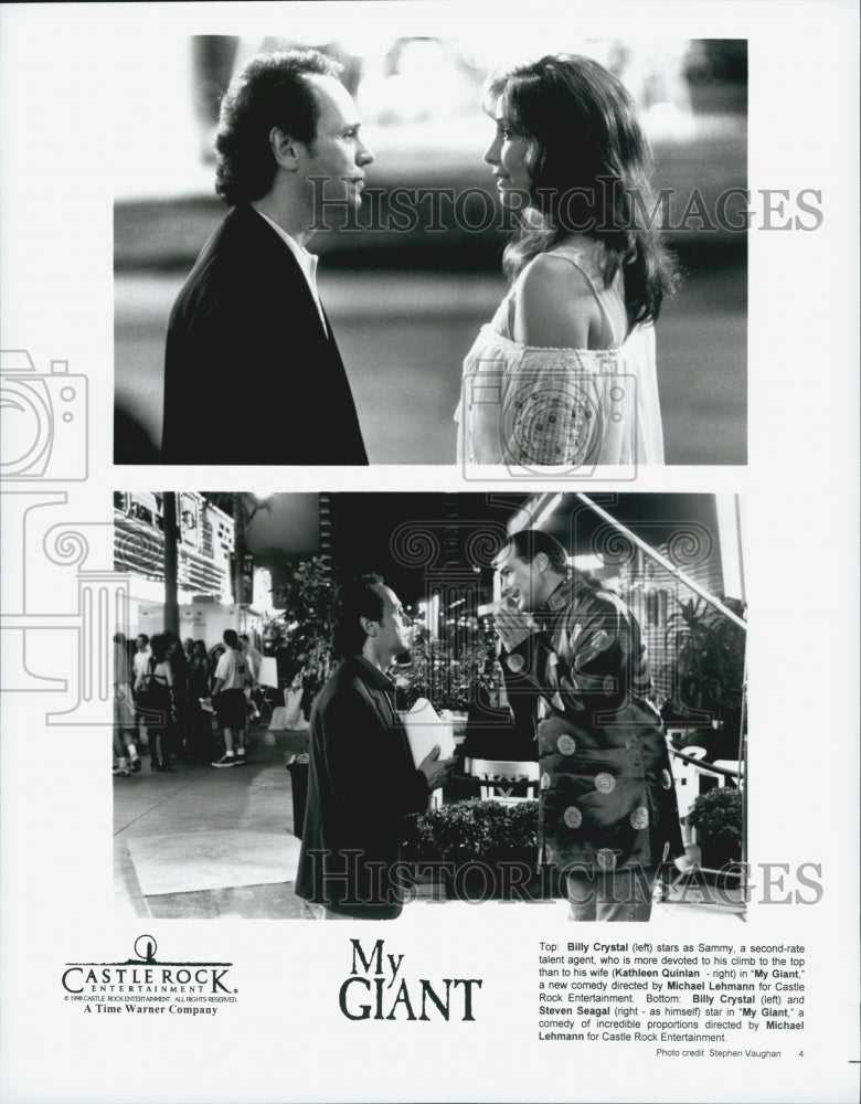 1998 Press Photo Billy Crystal, Kathleen Quinlan, Steven Seagal &quot;My Giant&quot; - Historic Images