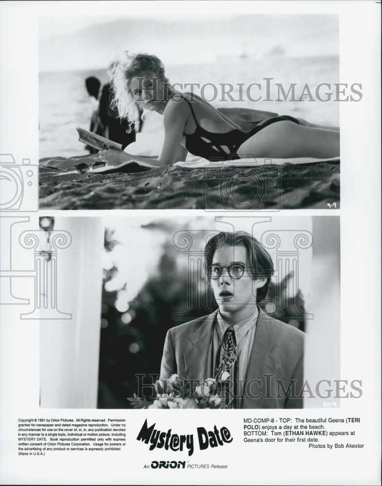 1991 Press Photo &quot;Mystery Date&quot; Teri Polo, Ethan Hawke - Historic Images