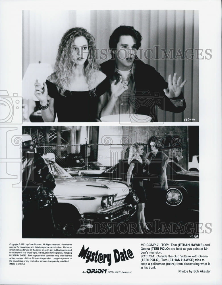 1991 Press Photo Ethan Hawke, Teri Polo "Mystery Date" - Historic Images