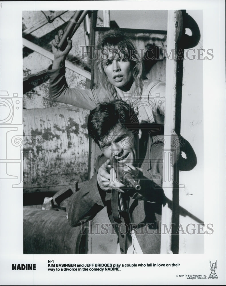 1987 Press Photo Kim Basinger, Jeff Bridges &quot;Nadine&quot; - Historic Images