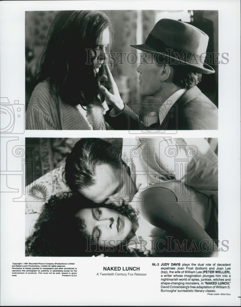 1991 Press Photo Judy Davis and Peter Weller in &quot;Naked Lunch&quot; - Historic Images