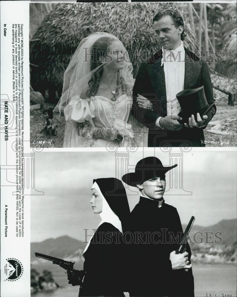 1983 Press Photo Jenny Seagrove and Michael O'Keefe in "Nate and Hayes" - Historic Images