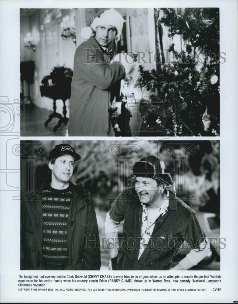 1989 Press Photo Chevy Chase, Randy Quaid in "Nat'l Lampoon's Christmas Vacation - Historic Images