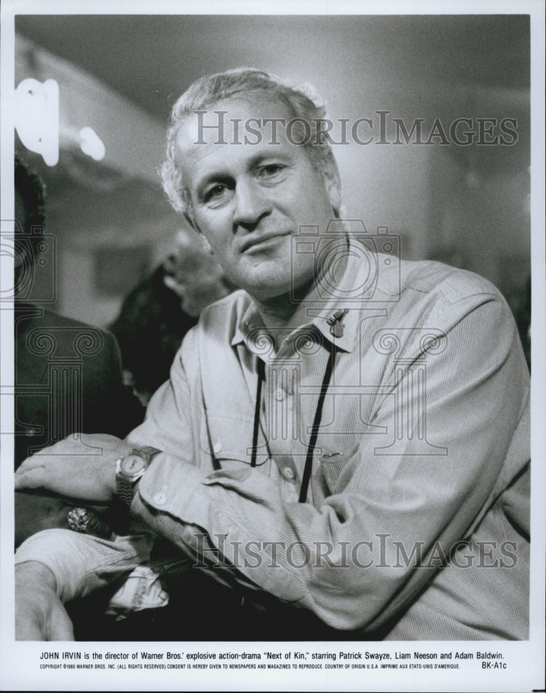 1989 Press Photo John Irvin is director of &quot;Next of Kin&quot; - Historic Images