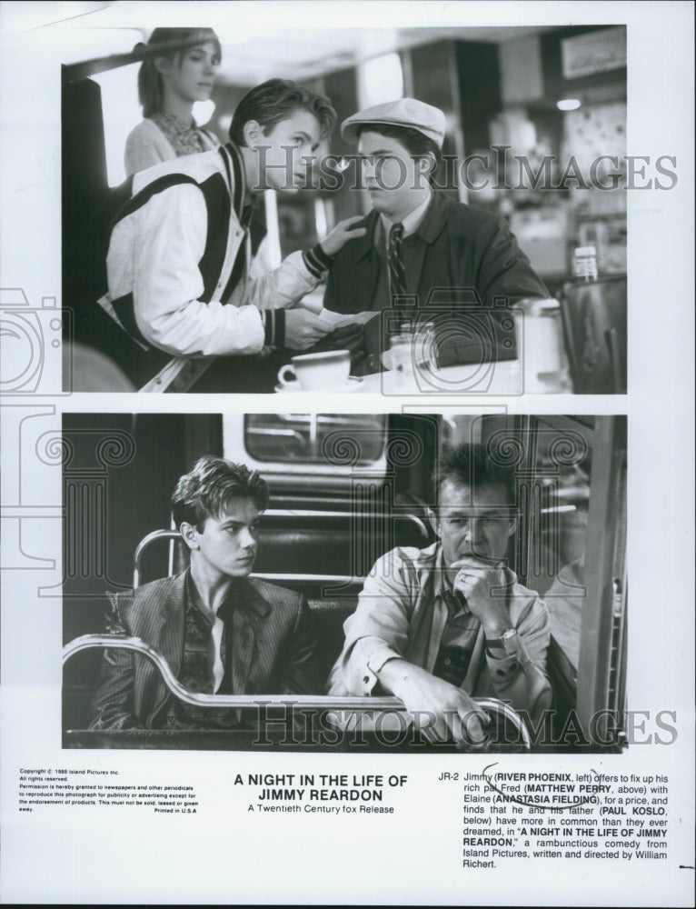 1988 Press Photo River Phoenix in "A Night in the Life of Jimmy Reardon" - Historic Images