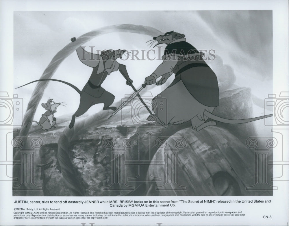 1982 Press Photo Justin, Jenner, Mrs. Brisby "The Secret of NIMH" - Historic Images