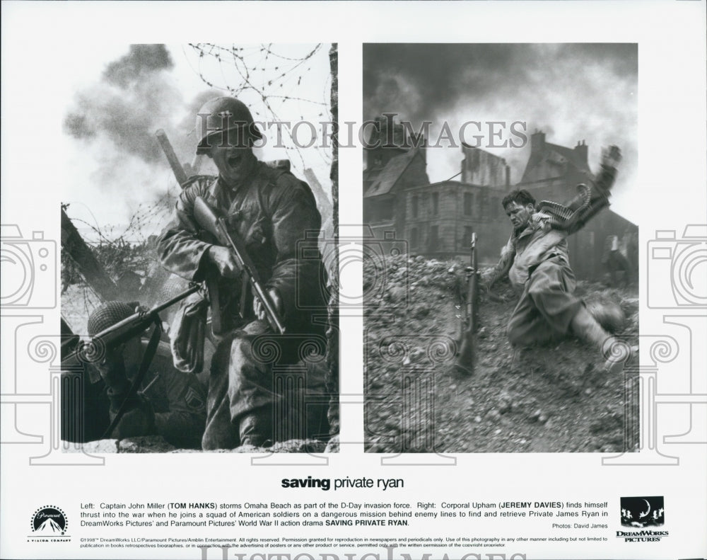 1998 Press Photo Tom Hanks, Jeremy Davies "Saving Private Ryan" - Historic Images