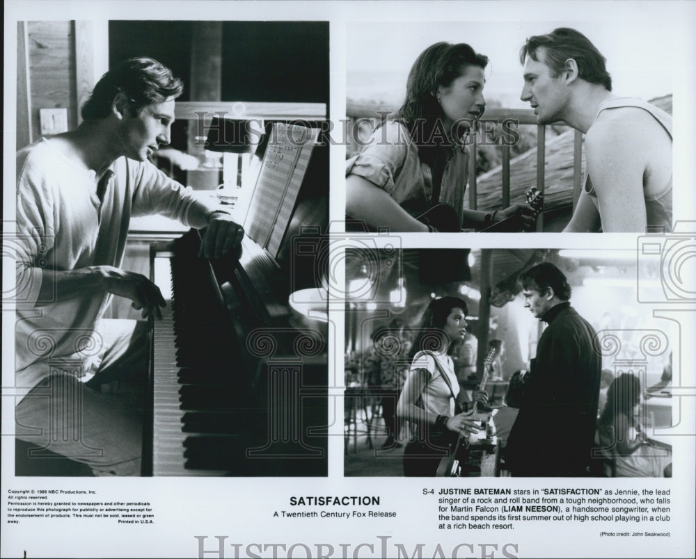 1988 Press Photo Justine Bateman Liam Neeson In Drama &quot;Satisfaction&quot; - DFPG45071 - Historic Images