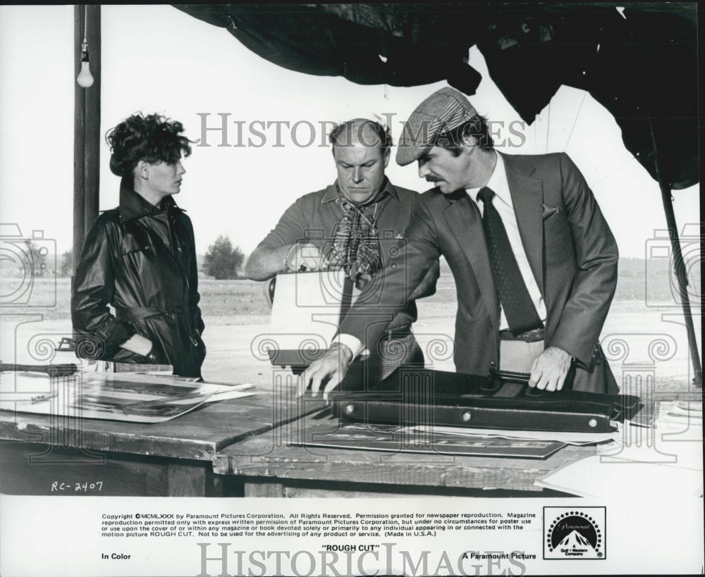 1980 Press Photo &quot;Rough Cut&quot;  Burt Reynolds &amp; Lesley Anne Down,Timothy West - Historic Images