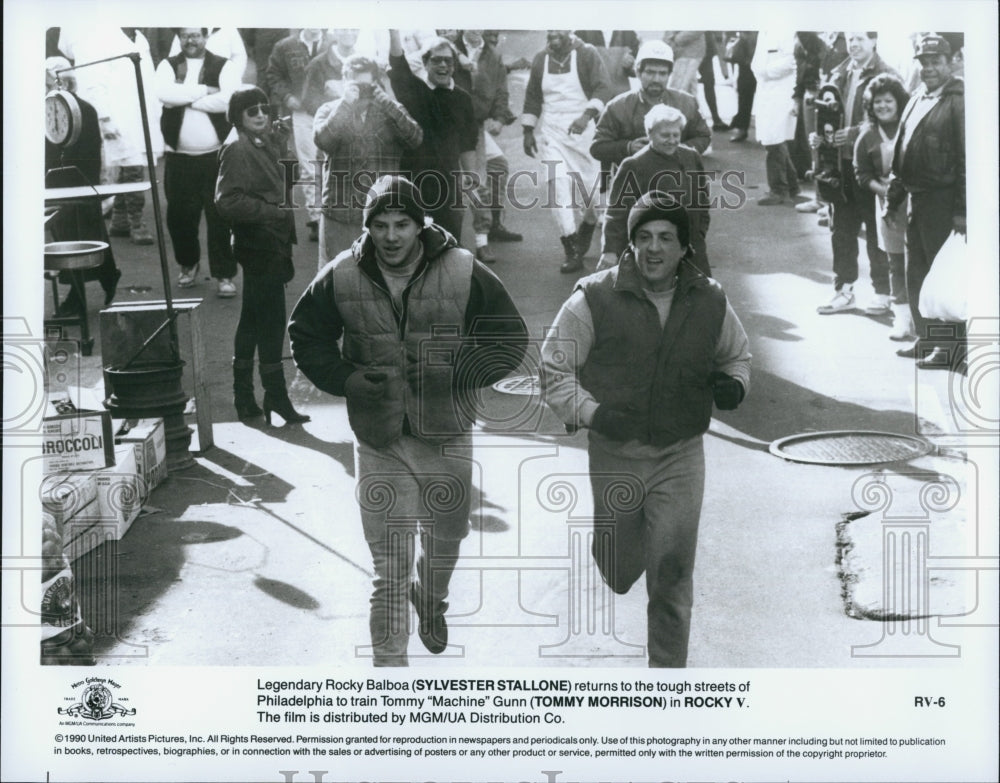 1990 Press Photo Sylvester Stallone and Tommy Morrison in &quot;Rocky V&quot; - Historic Images