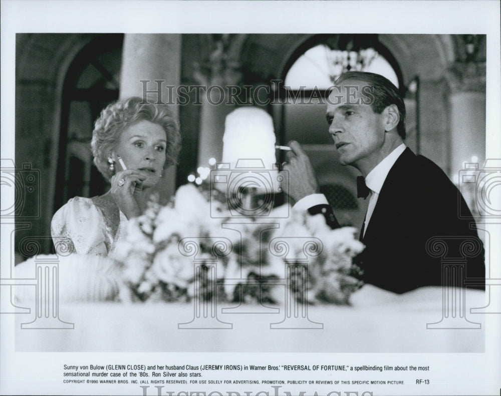 1990 Press Photo "Reversal Of Fortune" Glenn Close Jeremy Irons - Historic Images