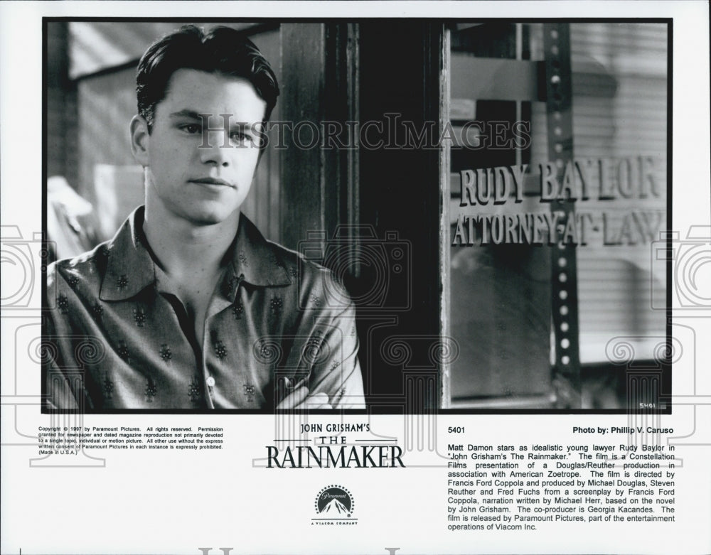 1997 Press Photo "The Rainmaker" starring Matt Damon - Historic Images