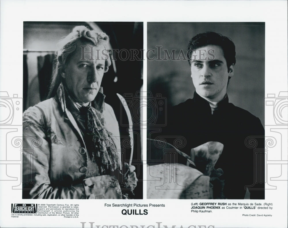 2000 Press Photo "Quills" Geoffrey Rush, Joaquin Phoenix - Historic Images