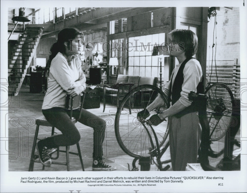 1985 Press Photo "Quicksilver" Jami Gertz & Kevin Bacon - Historic Images