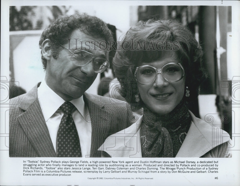 1982 Press Photo Actors Sydney Pollack And Dustin Hoffman Star In Film "Tootsie" - Historic Images