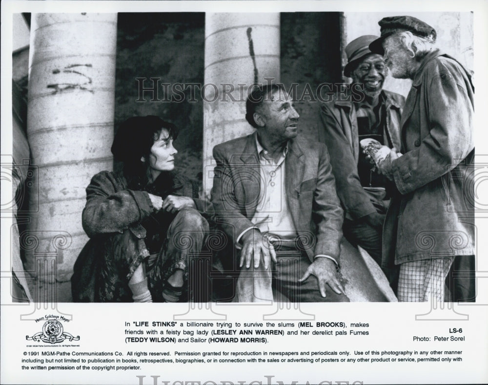 1991 Press Photo Mel Brooks, Lesley Ann Warren, Teddy Wilson &quot;Life Stinks&quot; - Historic Images