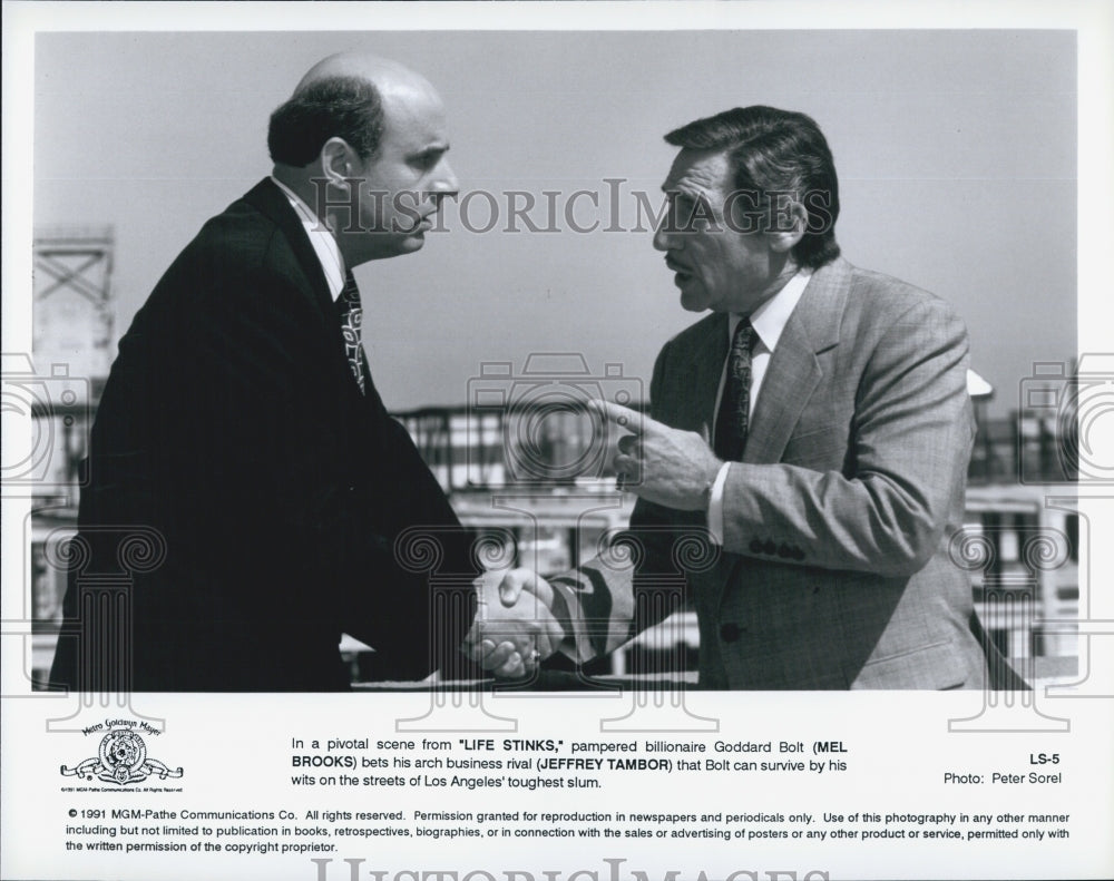 1991 Press Photo Mel Brooks, Jeffrey Tambor &quot;Life Stinks&quot; - DFPG48049 - Historic Images