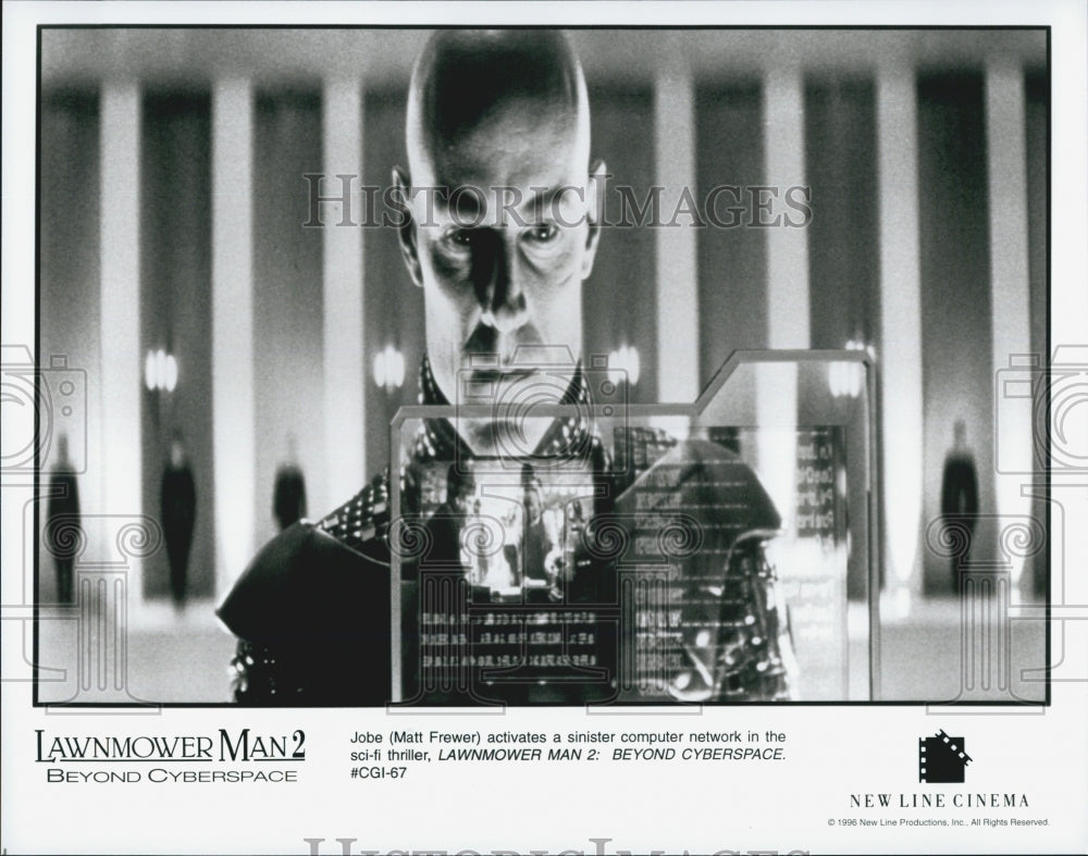 1996 Press Photo Actor Matt Frewer in &quot;Lawmower Man 2: Beyond Cyberspace&quot; Film - Historic Images