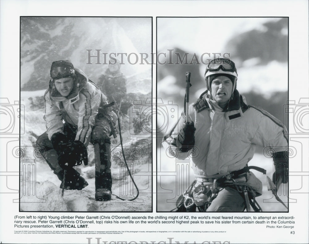 2000 Press Photo Actor Chris O'Donnell Starring In Action Film "Vertical Limit" - Historic Images