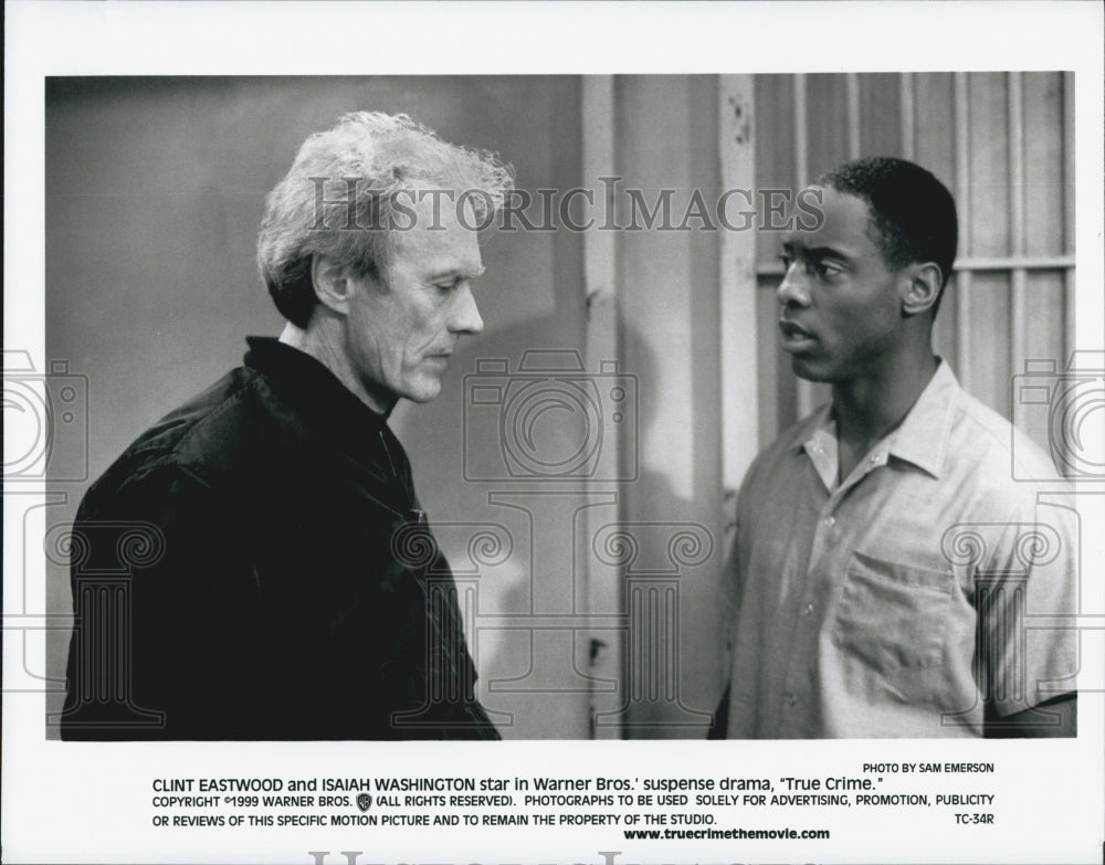 1999 Press Photo &quot;True Crime&quot; Clint Eastwood &amp; Isaiah Washington - Historic Images