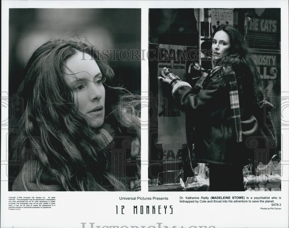 1996 Press Photo Madeleine Stowe in &quot;12 Monkeys&quot; - Historic Images