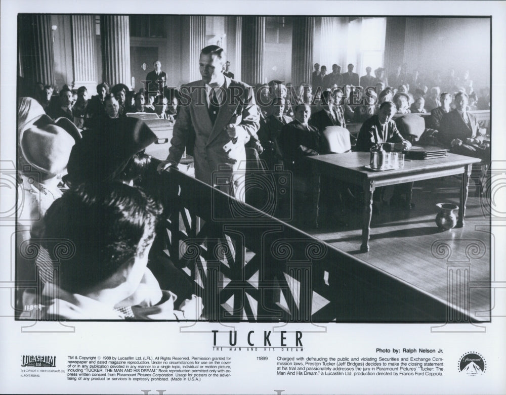 1988 Press Photo Jeff Bridges in &quot;Tucker the Man and His Dream&quot; - Historic Images