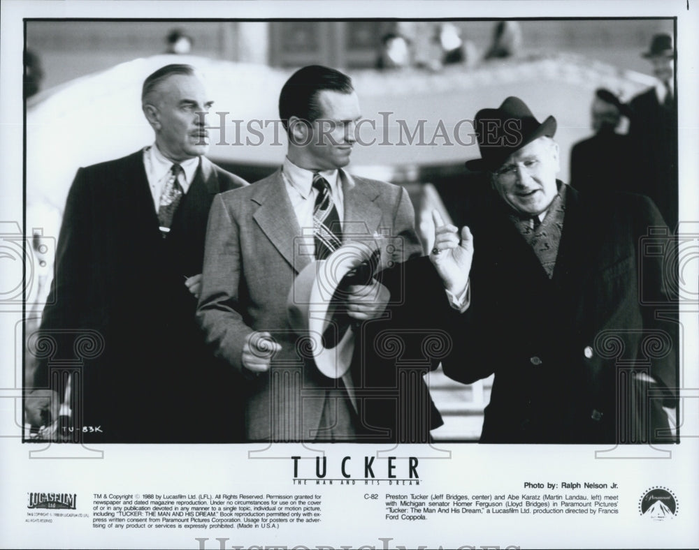 1988 Press Photo Actor Jeff Bridges Starring In "Tucker: The Man And His Dream" - Historic Images