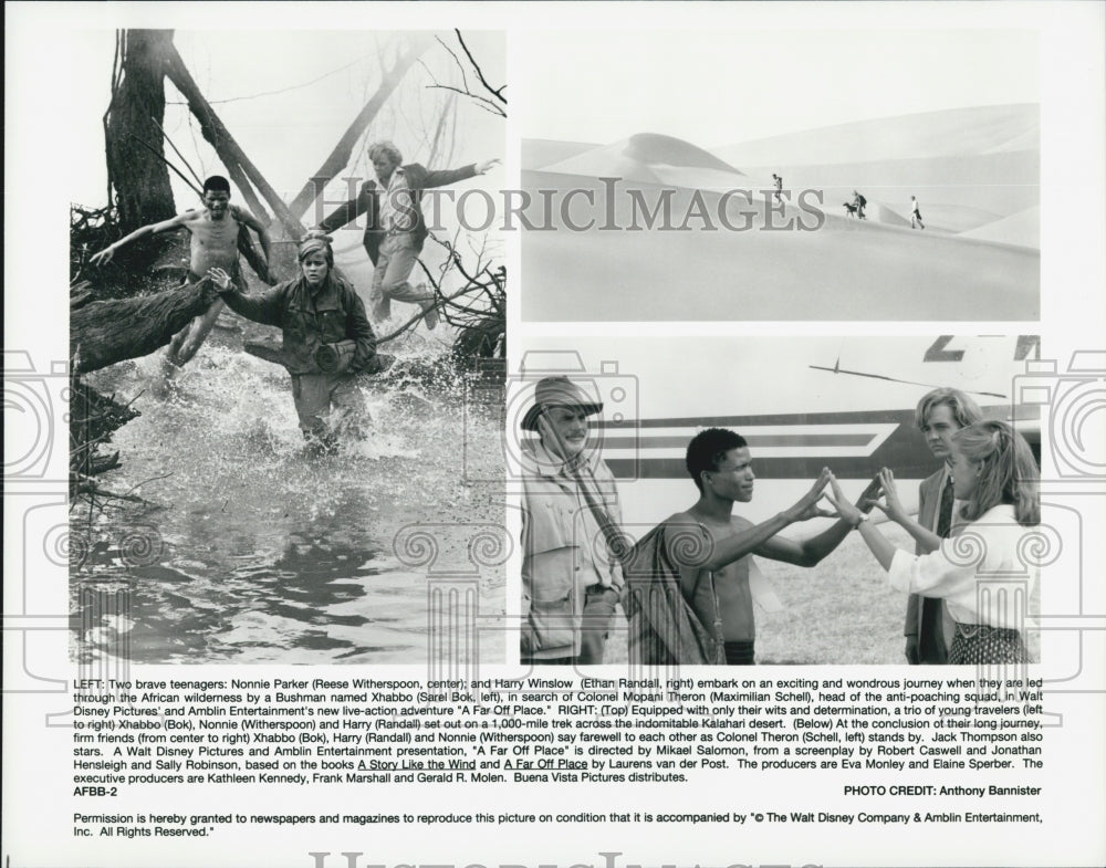 1993 Press Photo "A Far Off Place" Reese Witherspoon,E Randall,S Bok,M Schell, - Historic Images