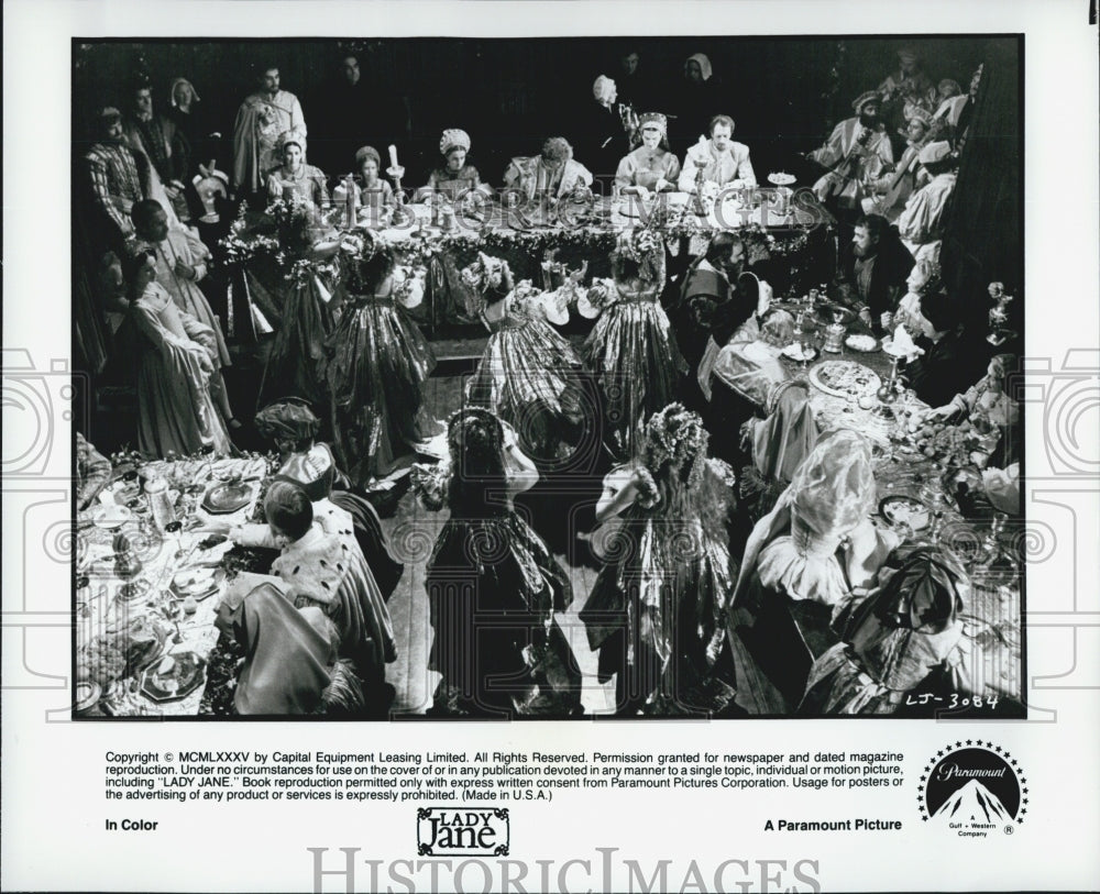 1985 Press Photo "Lady Jane" Stars Helena Bonham Carter and Cary Elwes - Historic Images
