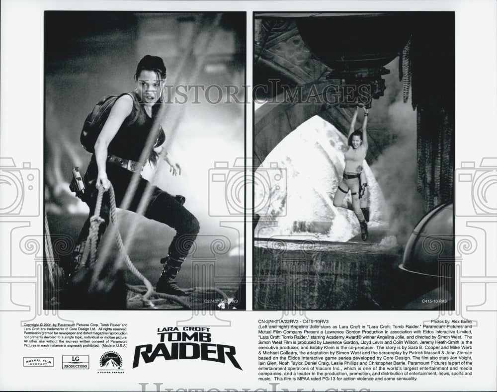 2001 Press Photo Angelina Jolie is Lara Croft In "Lara Croft:  Tomb Raider" - Historic Images