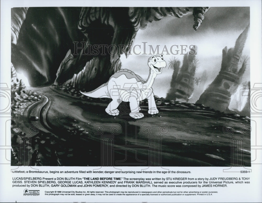 1988 Press Photo Universal Films Animated Film &quot;The Land Before Time&quot; - Historic Images