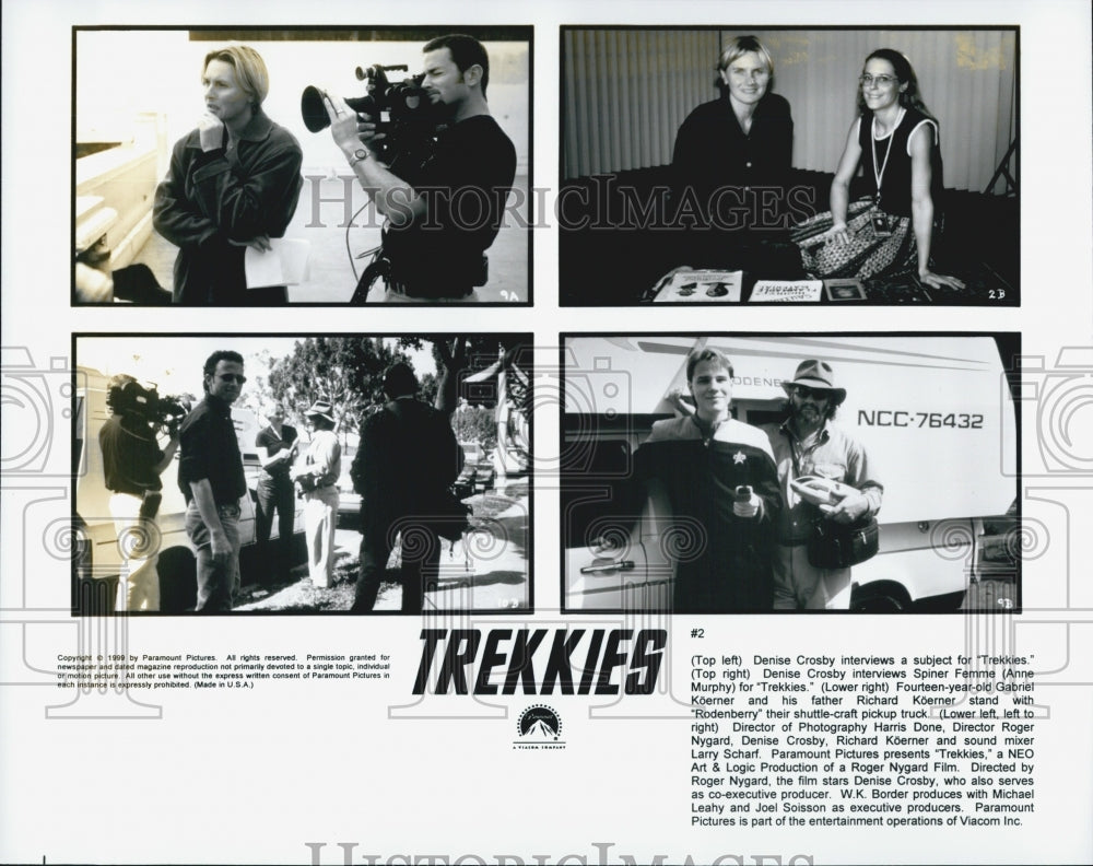 1999 Press Photo Director Denise Crosby Interviews Subjects For &quot;Trekkies&quot; - Historic Images