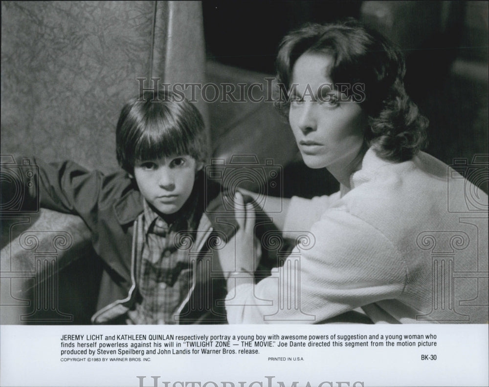 1983 Press Photo Actor Kathleen Quinlan, Jeremy Licht "Twilight Zone the Movie" - Historic Images