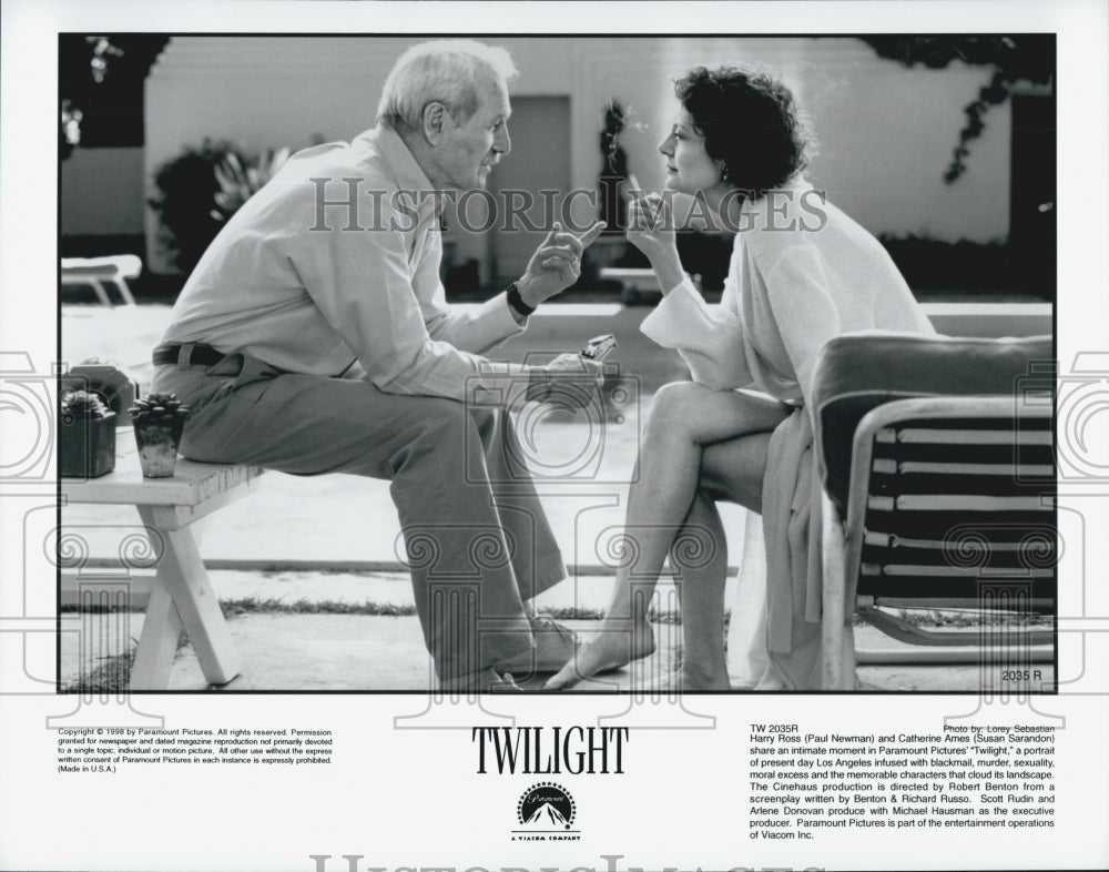 1998 Press Photo Actor Paul Newman, Susan Sarandon in &quot;Twilight&quot; Film - Historic Images