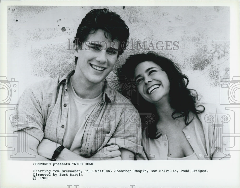 1988 Press Photo Actors Tom Breznahan And Jill Whitlow In Film "Twice Dead" - Historic Images