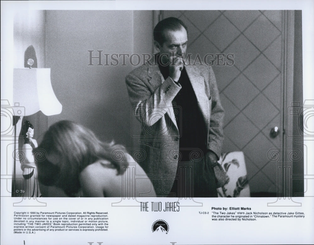 1990 Press Photo  "The Two Jakes" Jack Nicholson  stars - Historic Images