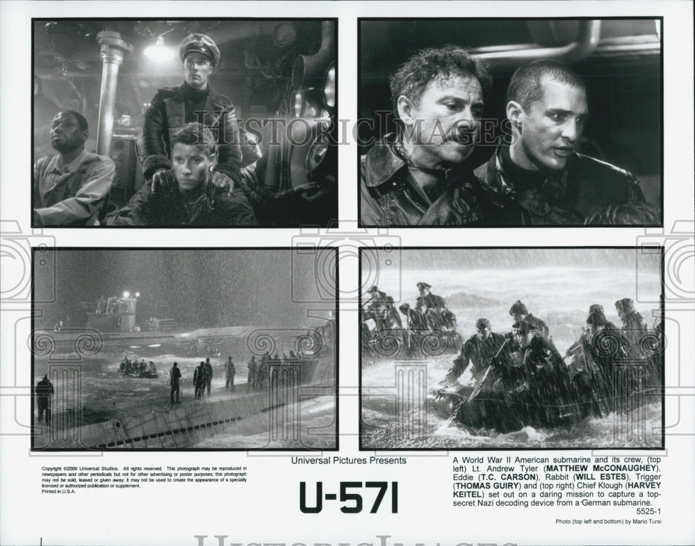 2000 Press Photo Matthew McConaughey, T. C. Carson, Will Estes &quot;U-571&quot; - Historic Images