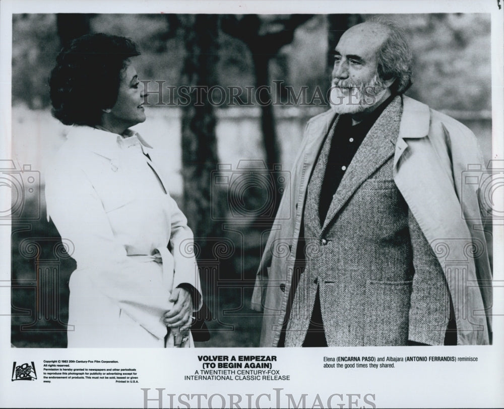 1982 Press Photo Encarna Paso, A. Ferrandis &quot;Volver A Empezar - Historic Images