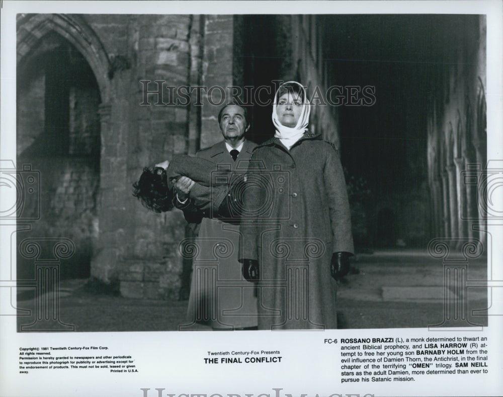 1981 Press Photo  "The Final Conflict"Lisa Harrow, Rossano Brazzi - Historic Images