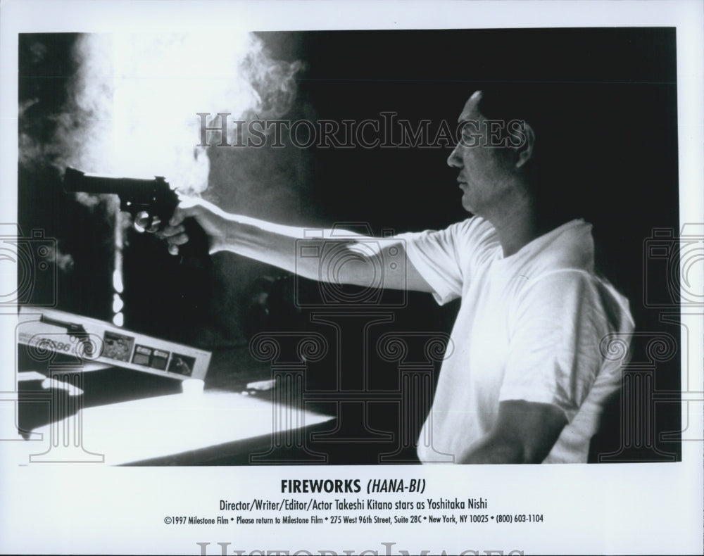 1997 Press Photo Takeshi Kitano &quot;Fireworks&quot; - Historic Images