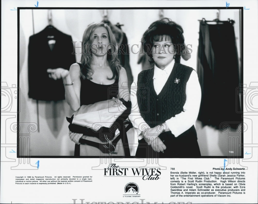 1995 Press Photo  "The First Wives Club"Bette Midler,Sarah Jessica Parker - Historic Images