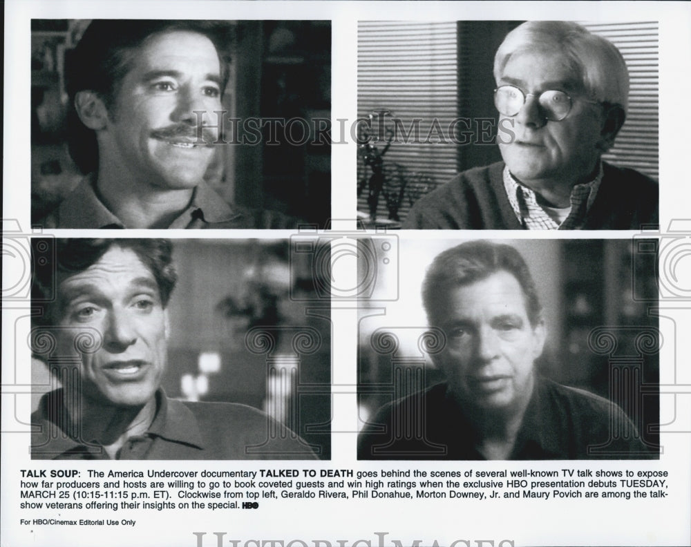 1997 Press Photo Geraldo Rivera, Phil Donahue "Talked to Death" - Historic Images