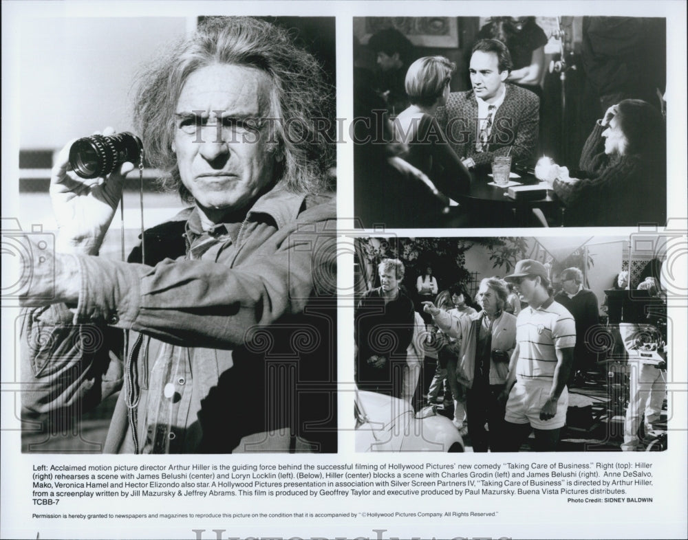 1990 Press Photo Director Arthur Hiller, James Belushi "Taking Care of Business" - Historic Images